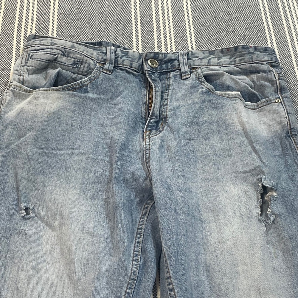 Unionbay Mens Distressed Straight Leg Jeans 34x34 (Fit 34x33) Stained - Picture 12 of 16